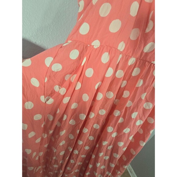 Torrid Midi Challis Sweetheart Dress Peach & White Polka Dot Swing Dress sz 2 BC - Picture 6 of 7